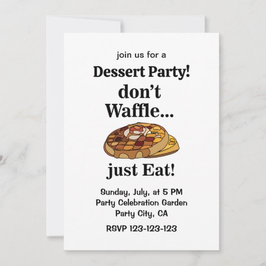 Waffle Dessert Food Funny 招待状 (正面)