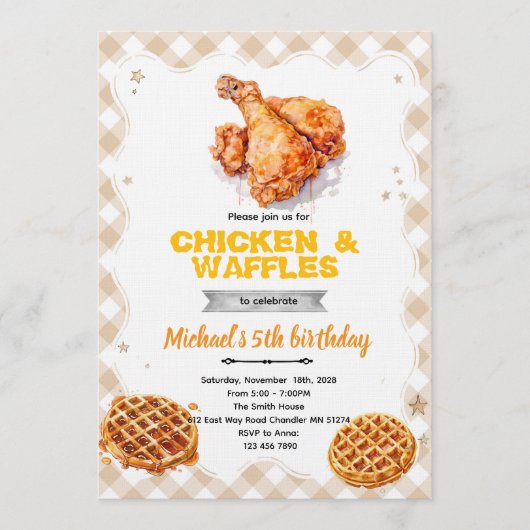 Waffles and chicken party Invitation 招待状 (正面)