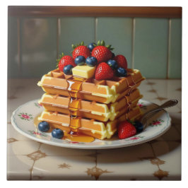 Waffles with Strawberries and Blueberries タイル