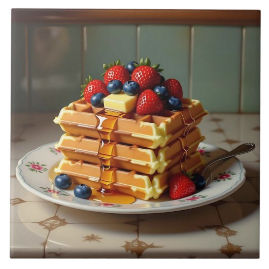 Waffles with Strawberries and Blueberries タイル (正面)