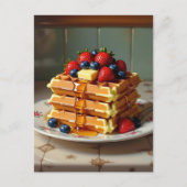 Waffles with Strawberries and Blueberries ポストカード (正面)
