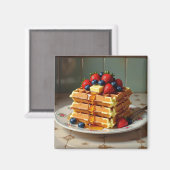 Waffles with Strawberries and Blueberries マグネット (正面/裏面)
