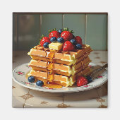 Waffles with Strawberries and Blueberries マグネット (正面)