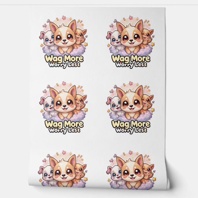 Wagより心配ない可愛い子犬の壁の壁画デコール 壁紙 (ほどく)