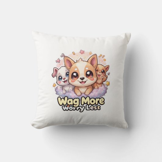 Wagより心配ない可愛い子犬の装飾クッション クッション (正面)