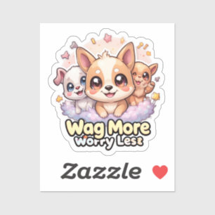 Wagより心配なくビニールかわいいかわいい子犬 シール