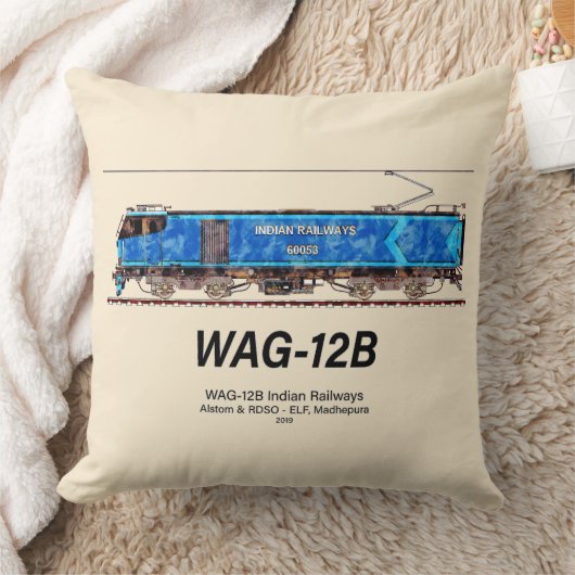 WAG-12B機関車インディアン鉄道貨物列車 クッション (ブランケット)