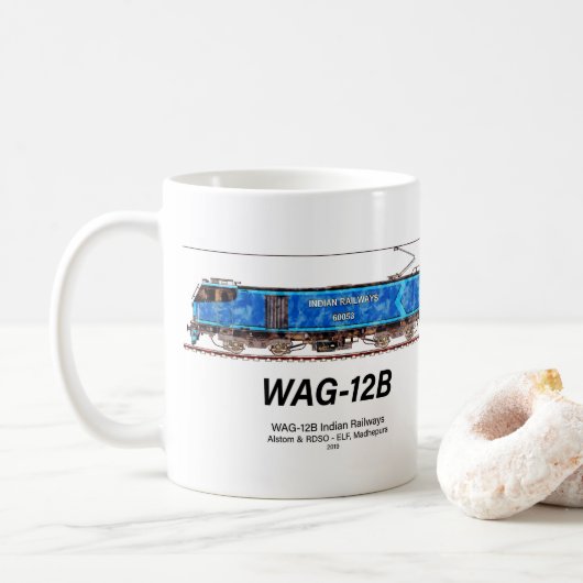 WAG-12B機関車インディアン鉄道貨物列車 コーヒーマグカップ (ドーナツ)