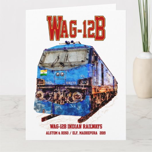WAG-12B機関車インディアン鉄道貨物列車 サンキューカード (正面)