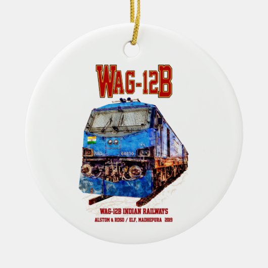 WAG-12B機関車インディアン鉄道貨物列車 セラミックオーナメント (正面)