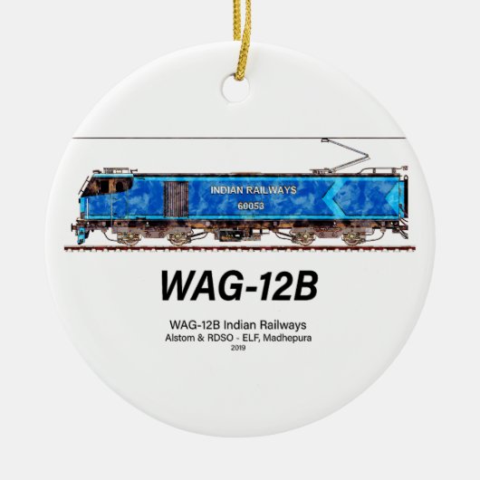 WAG-12B機関車インディアン鉄道貨物列車 セラミックオーナメント (正面)