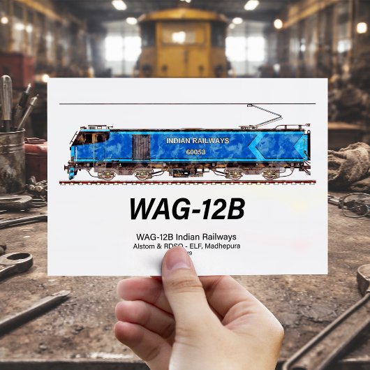 WAG-12B機関車インディアン鉄道貨物列車 ポストカード