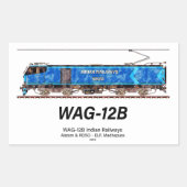 WAG-12B機関車インディアン鉄道貨物列車 長方形シール (正面)