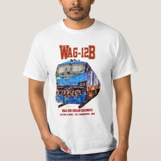 WAG-12B機関車インディアン鉄道貨物列車 Tシャツ (正面)