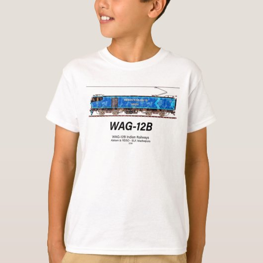 WAG-12B機関車インディアン鉄道貨物列車 Tシャツ (正面)