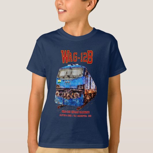 WAG-12B機関車インディアン鉄道貨物列車 Tシャツ (正面)