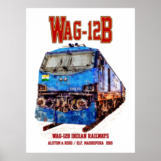 WAG-12B機関車 インド鉄道 貨物列車 ポスター (正面)