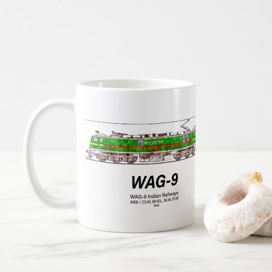 WAG-9機関車インディアン鉄道貨物列車 コーヒーマグカップ (ドーナツ)