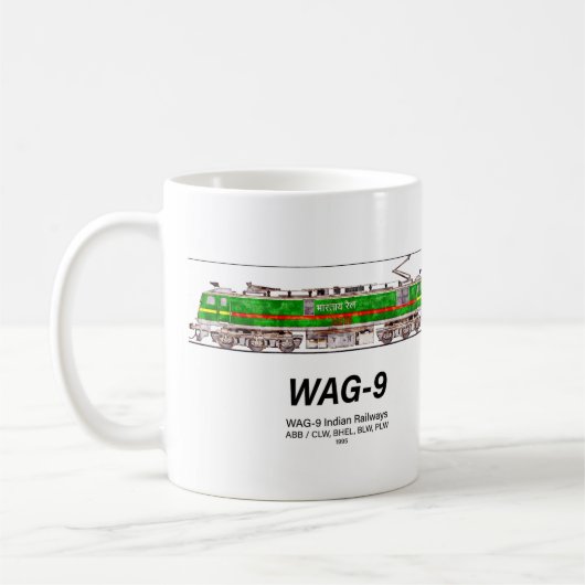 WAG-9機関車インディアン鉄道貨物列車 コーヒーマグカップ (左)