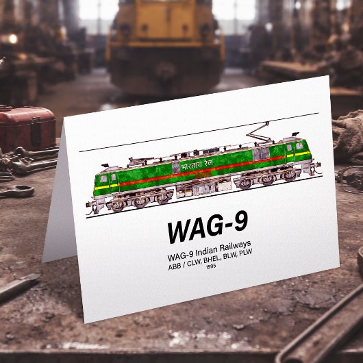 WAG-9機関車インディアン鉄道貨物列車 サンキューカード