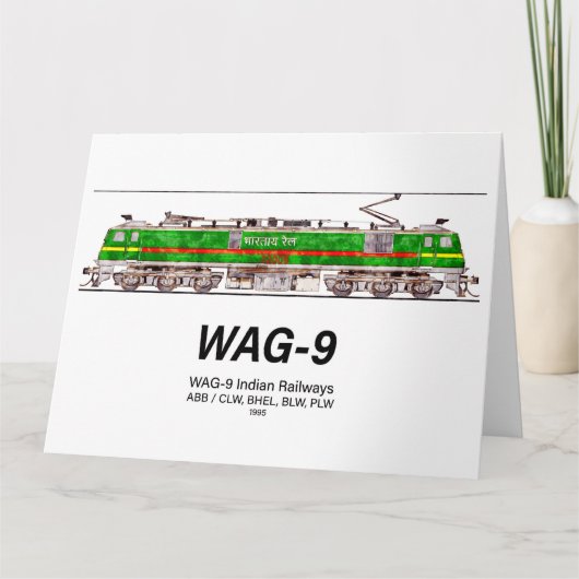 WAG-9機関車インディアン鉄道貨物列車 サンキューカード (正面)