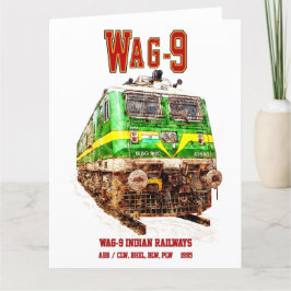 WAG-9機関車インディアン鉄道貨物列車 サンキューカード