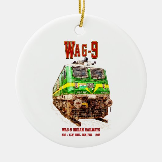 WAG-9機関車インディアン鉄道貨物列車 セラミックオーナメント (正面)