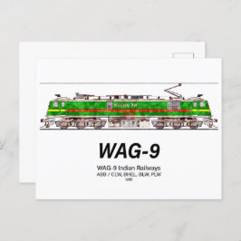 WAG-9機関車インディアン鉄道貨物列車 ポストカード