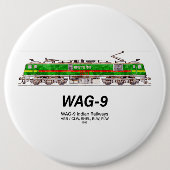 WAG-9機関車インディアン鉄道貨物列車 缶バッジ (正面)