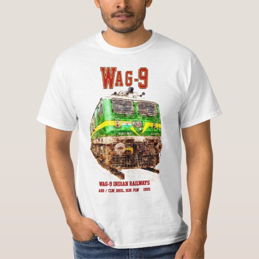 WAG-9機関車インディアン鉄道貨物列車 Tシャツ (正面)