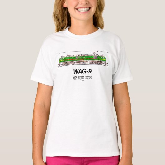 WAG-9機関車インディアン鉄道貨物列車 Tシャツ (正面)