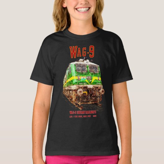 WAG-9機関車インディアン鉄道貨物列車 Tシャツ (正面)