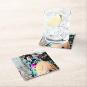 Wagasaペーパーパラソルのヴィンテージ日本の芸者 スクエアペーパーコースター (インサイチュ)