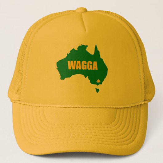 Wagga Waggaの緑および金ゴールドの地図の帽子 キャップ (正面)