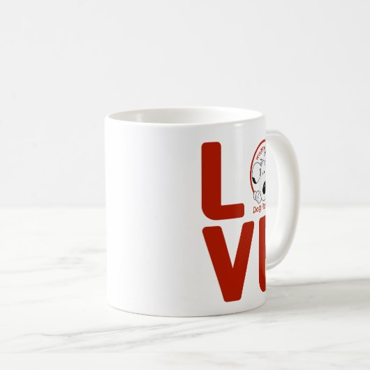 Wagginは愛マグの後につきます コーヒーマグカップ (正面右)