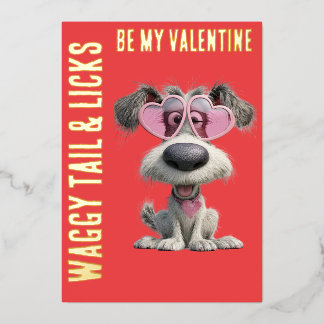 WAGGY TAIL & LICKS Gold Foil Valentine's Day 箔シーズンカード