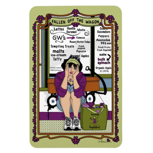 Wagon_落ちたA_4x6冷蔵庫磁石の外 マグネット (縦)