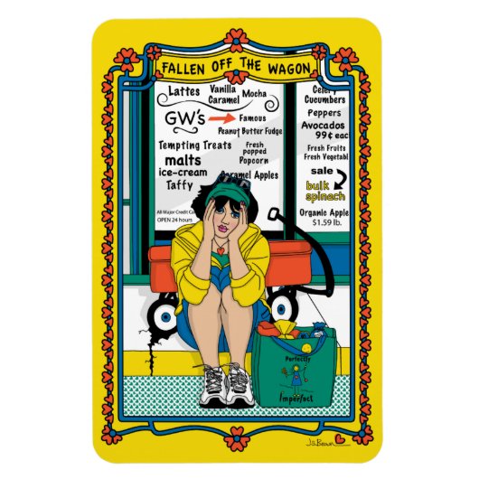 Wagon_落ちたB_4x6冷蔵庫磁石の外 マグネット (縦)