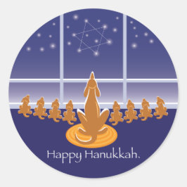 WagsToWishes_（ユダヤ教）メノラー犬 ラウンドシール