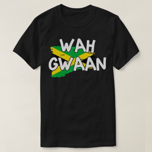 Wah Gwaan Jamaica Flag Jamaican Pride Fan Rasta Re Tシャツ (デザイン正面)