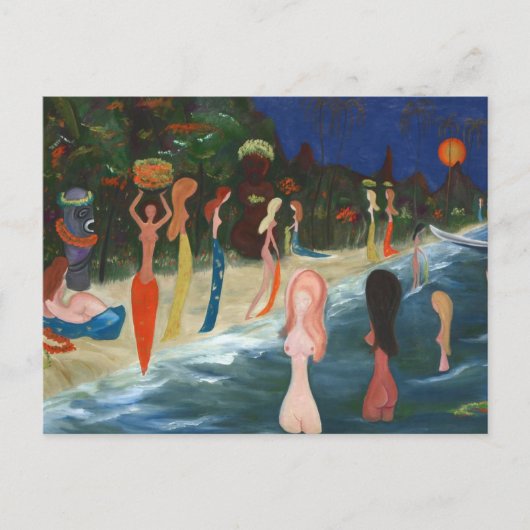 Wahine and Tiki by Marguerite Blasingame ポストカード (正面)