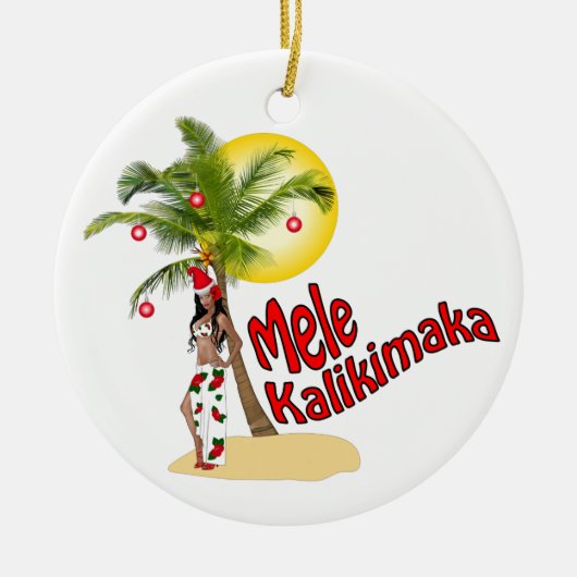 Wahine Pin Mele Kalikimakaのクリスマスのオーナメント2 セラミックオーナメント (正面)