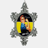 WAHM力! -仕事の家庭でお母さん スノーフレークピューターオーナメント (左)