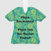 WaikikiのハイビスカスのハワイアンのPareauの植物相のアロハワイシャツ オーナメント (裏面)