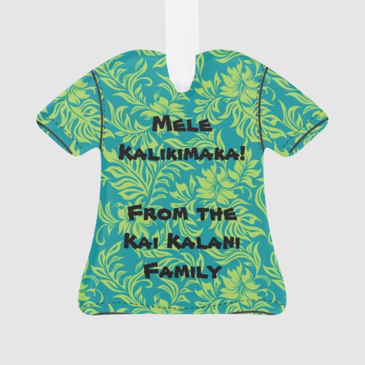 WaikikiのハイビスカスのハワイアンのPareauの植物相のアロハワイシャツ オーナメント (裏面)