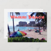Waikikiのビーチの郵便はがき ポストカード (正面/裏面)