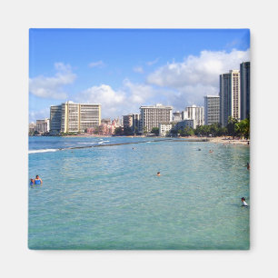 Waikikiのビーチ、オアフ、ハワイ マグネット