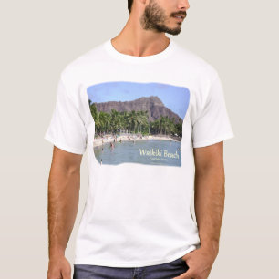 Waikikiのビーチ、Kuhioのビーチ、やし、ダイヤモンドの頭部! Tシャツ