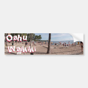 Waikiki、オアフ、ホノルル、ハワイ米国のエキゾチックなビーチ バンパーステッカー