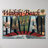Waikiki Beach, Hawaii - Large Letter Scenes ポスター (正面)